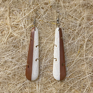 Bone & Wood Drop Earrings
