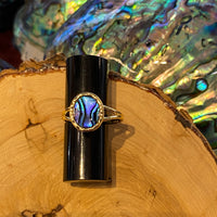 Paua Shell Scalloped Oval Ring