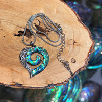 Paua Koru&Heart Laser Engraving Pendant Set