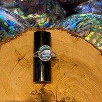 Paua Shell Scalloped Oval Ring