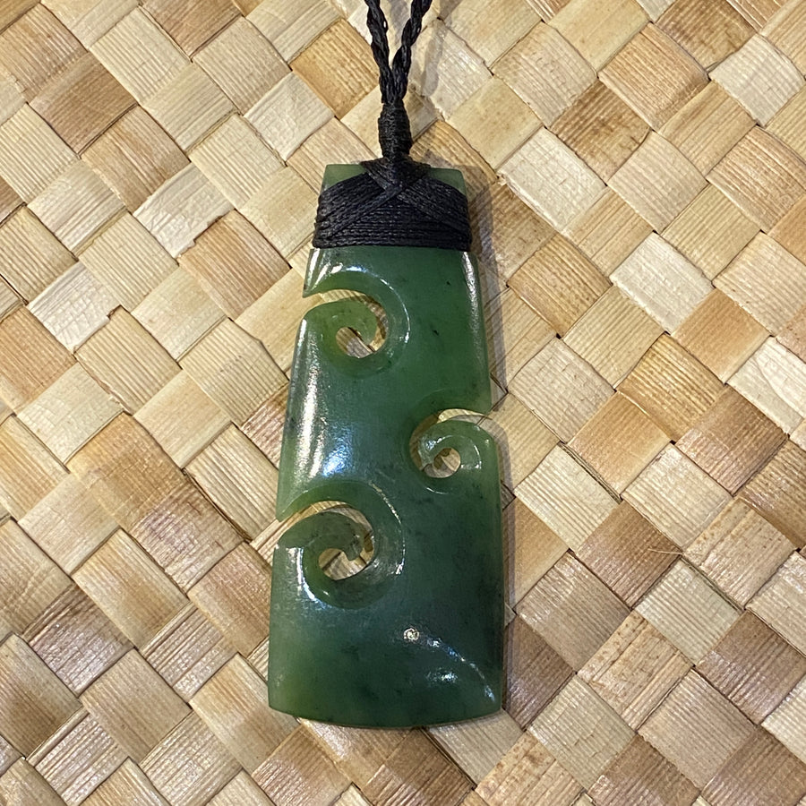 Jade Double Koru Toki Corded Necklace