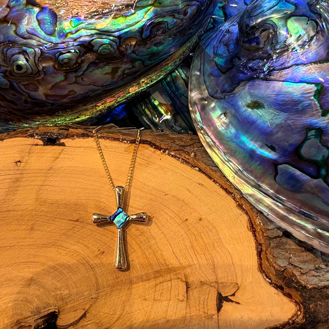 Paua Shell Small Cross pendant