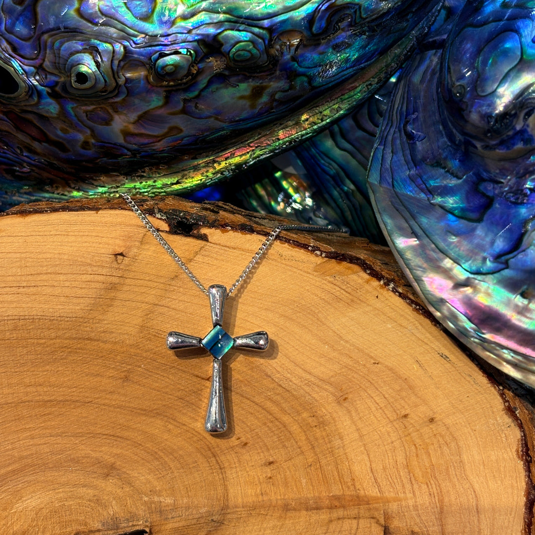 Paua Shell Small Cross pendant