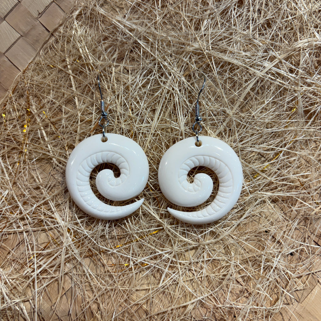 Koru (Spiral) Bone Earrings
