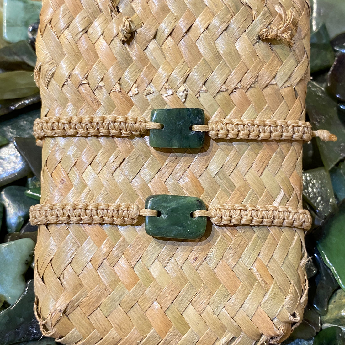 Greenstone handwoven bracelet