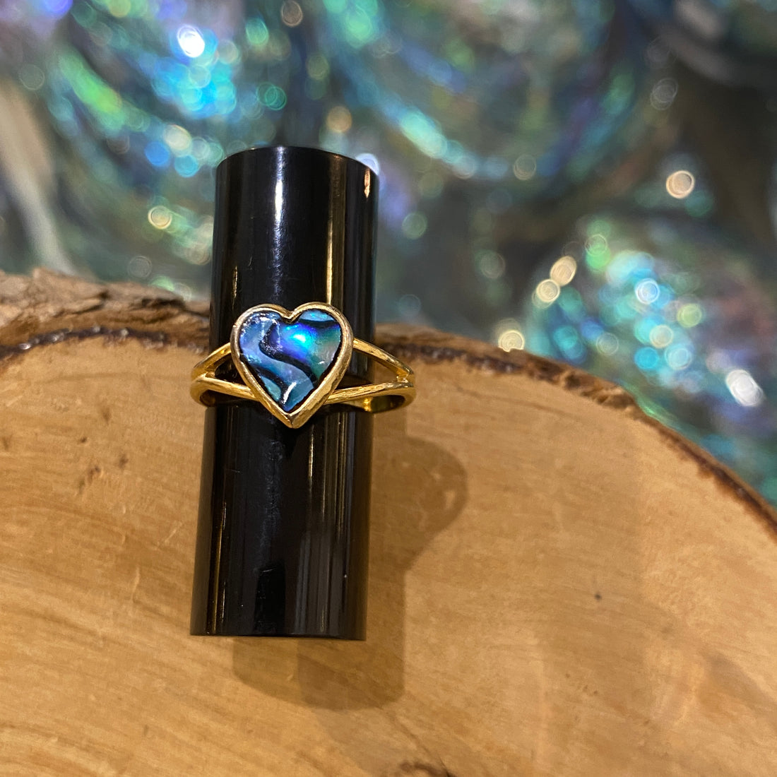 Paua Shell Heart Ring