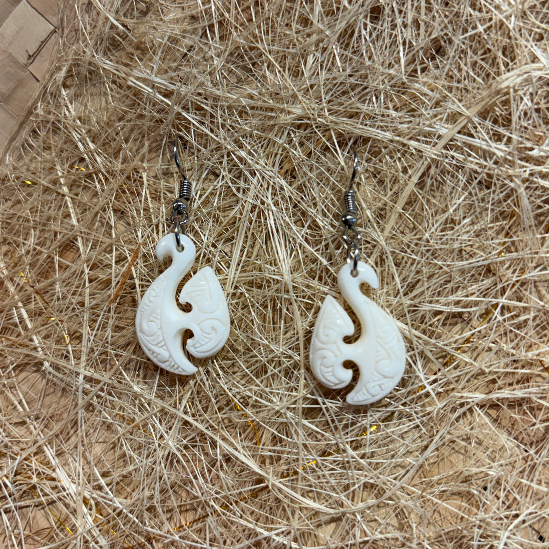 Hei Matau Hook Bone Earrings