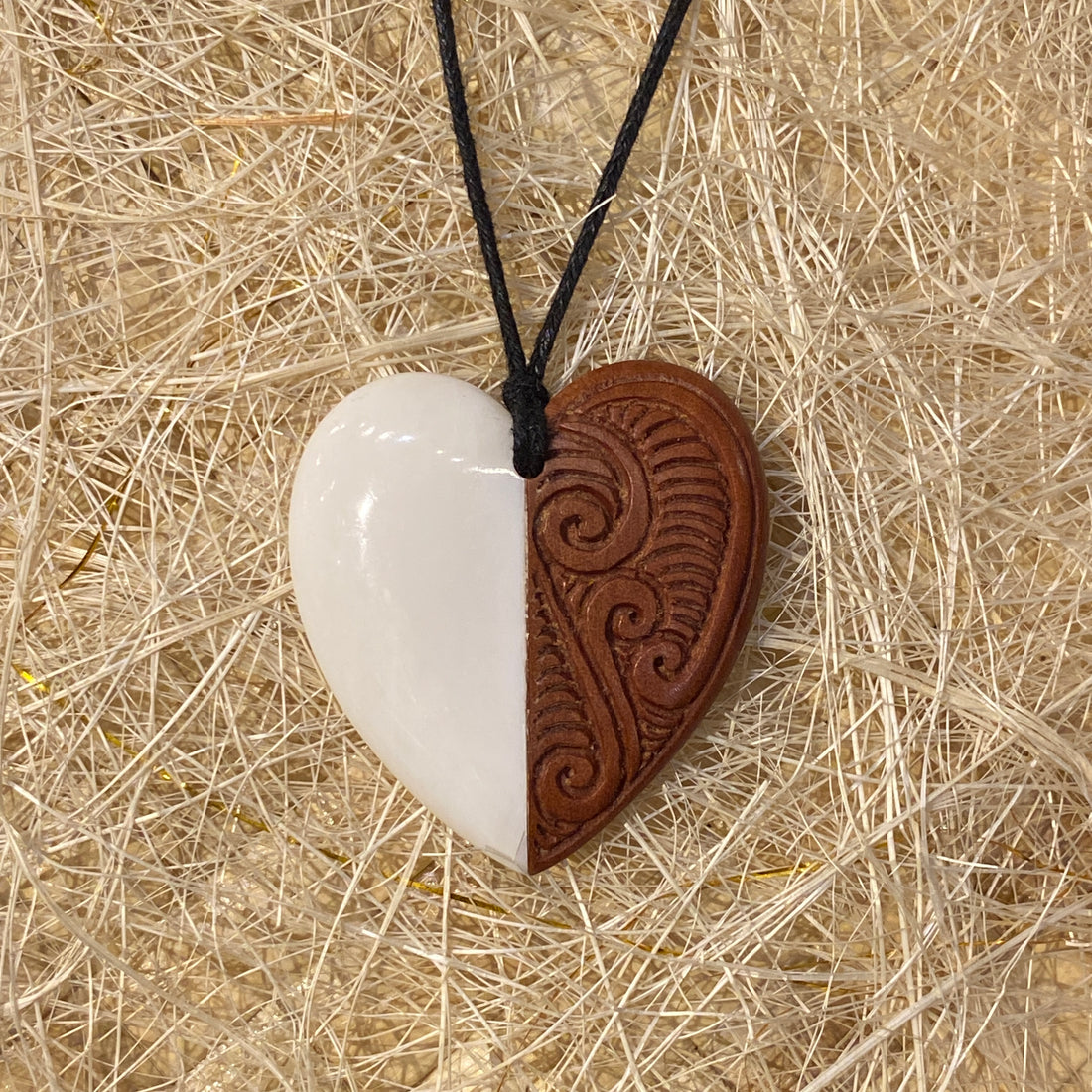 Heart Bone&Wood pendant