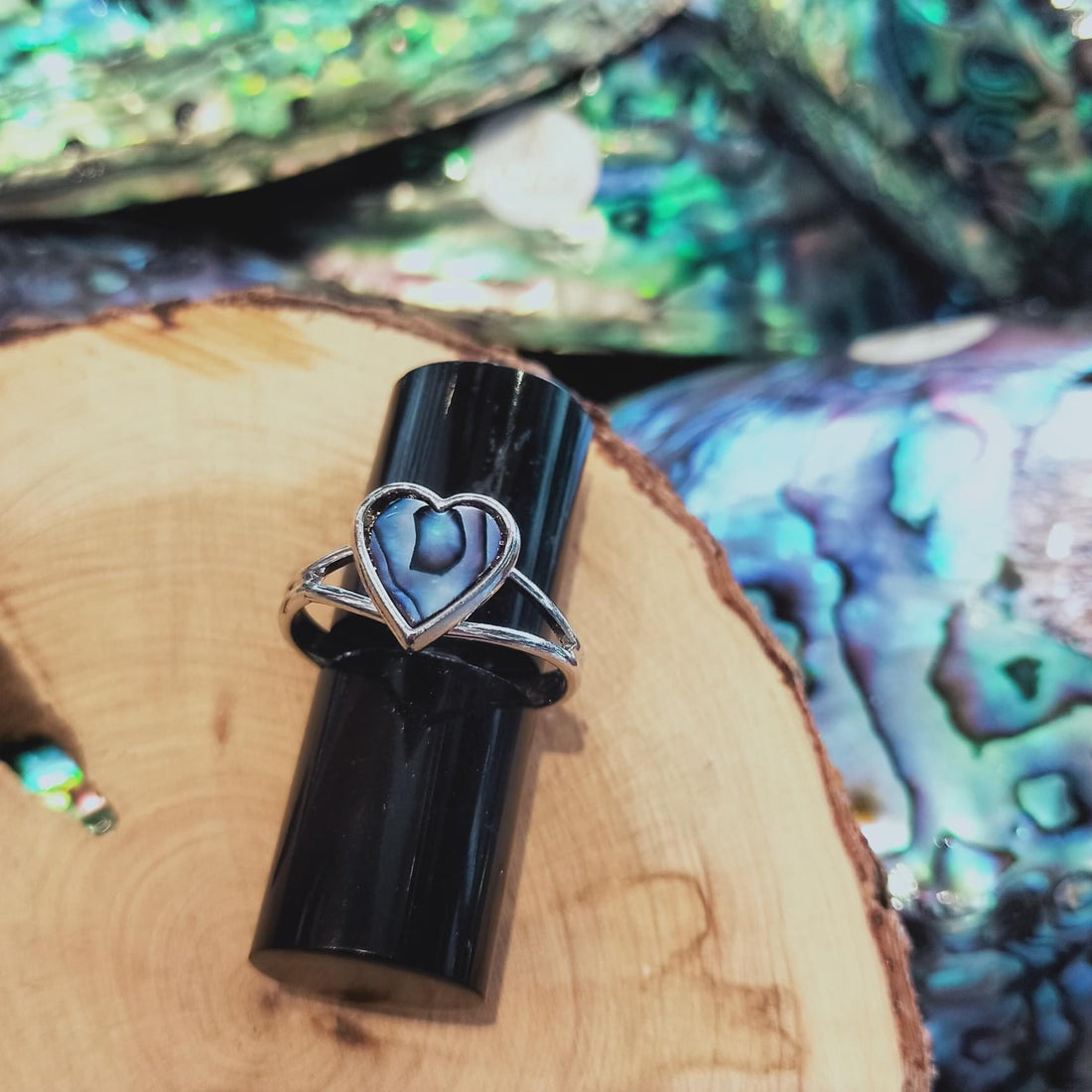 Paua Shell Heart Ring