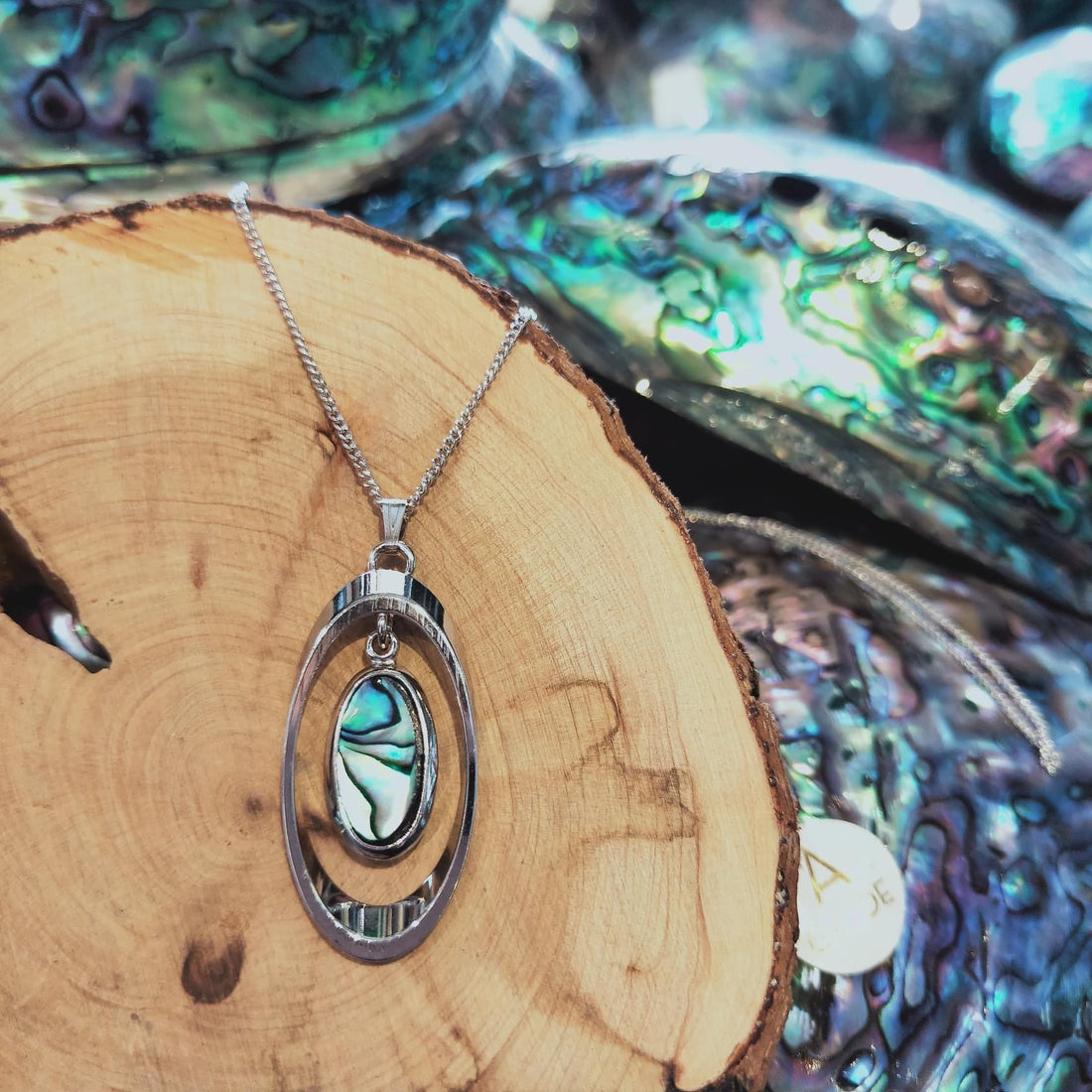 Paua Shell Framed Oval Pendant