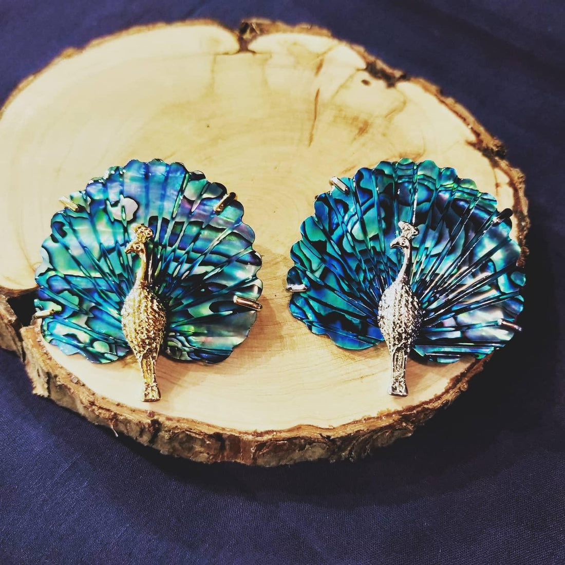 Paua Shell Peacock Brooch