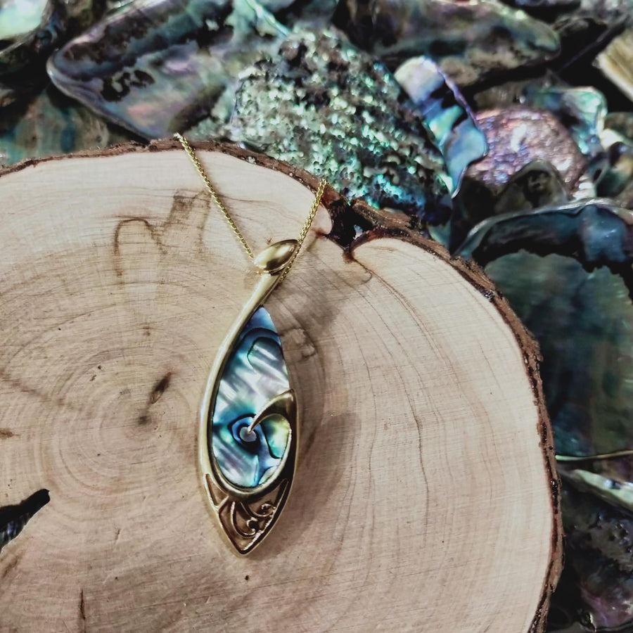 Paua Shell Filigree Hook Pendant