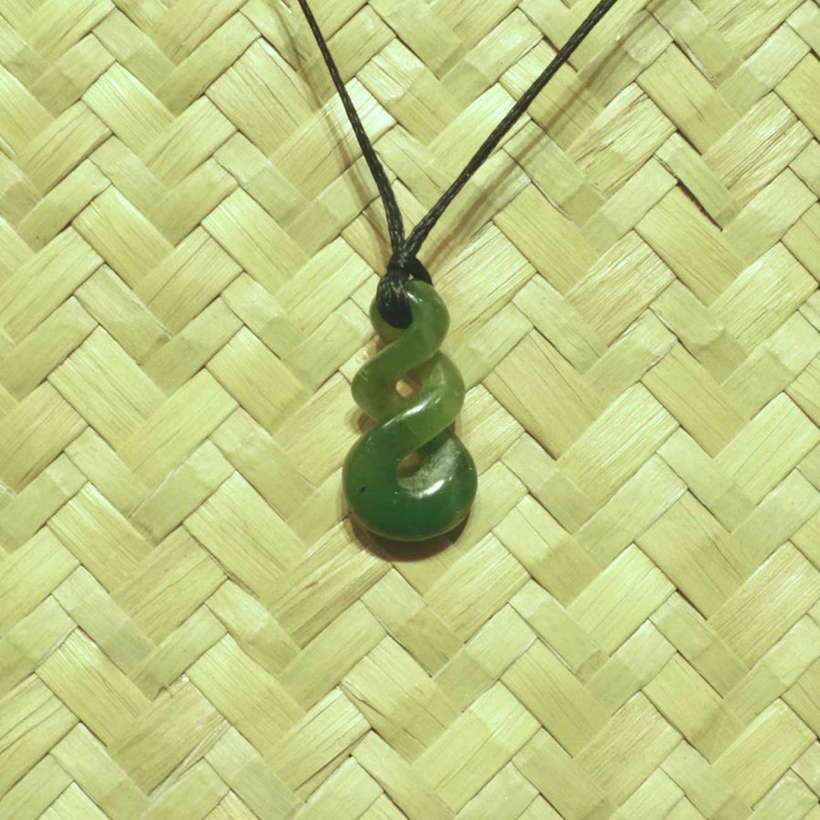 Greenstone double crossover pendant necklace