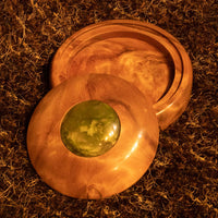 Jade inlaid kauri bowl showing opening