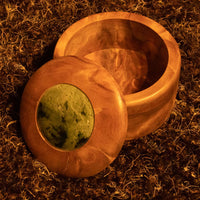 Jade inlaid kauri bowl with lid off