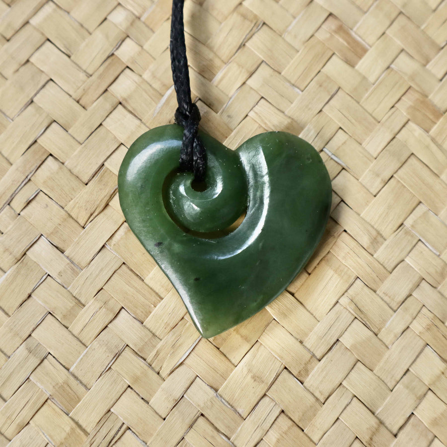 jade koru heart pendant necklace