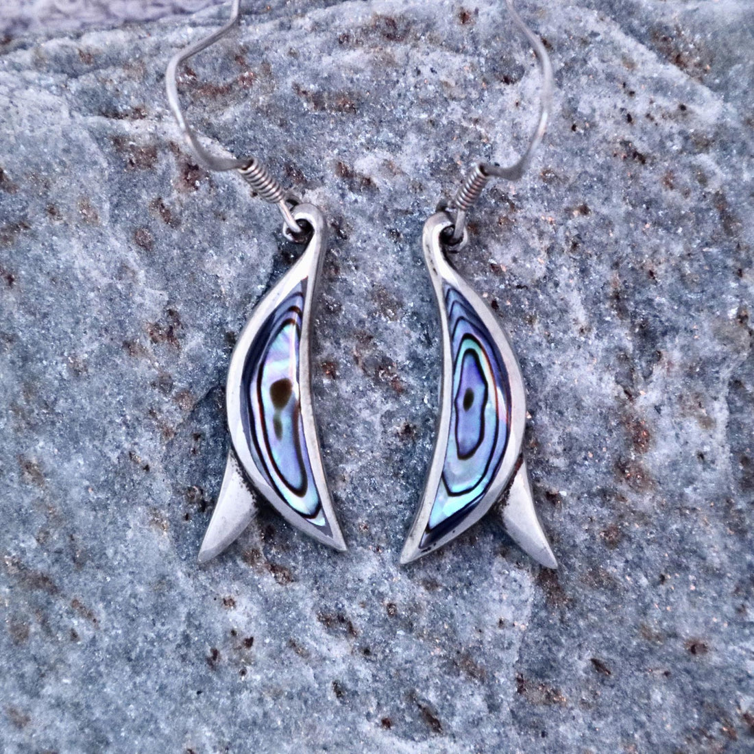 paua shell and sterling silver kowhai earrings